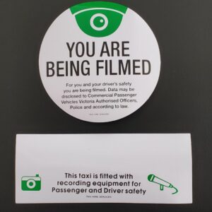 Taxi Doors Camera Security Stickers X 4