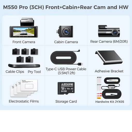 4k Dash Cam 3 WAYS